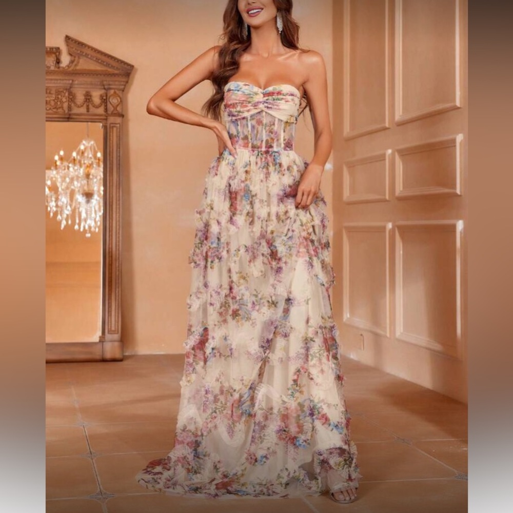Floral Strapless Maxi Dress